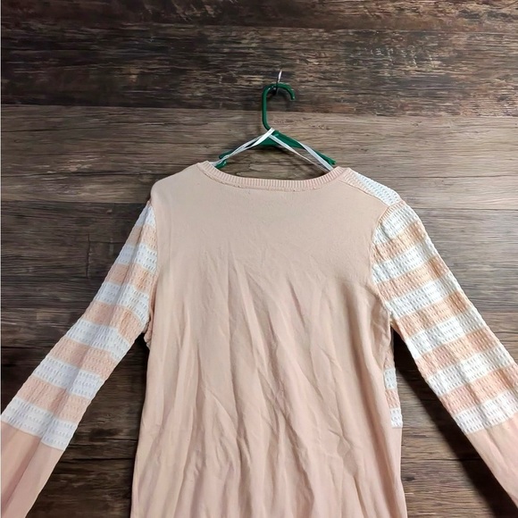 Calvin Klein Cream White & Peach Striped Button Down Cardigan - Picture 3 of 8